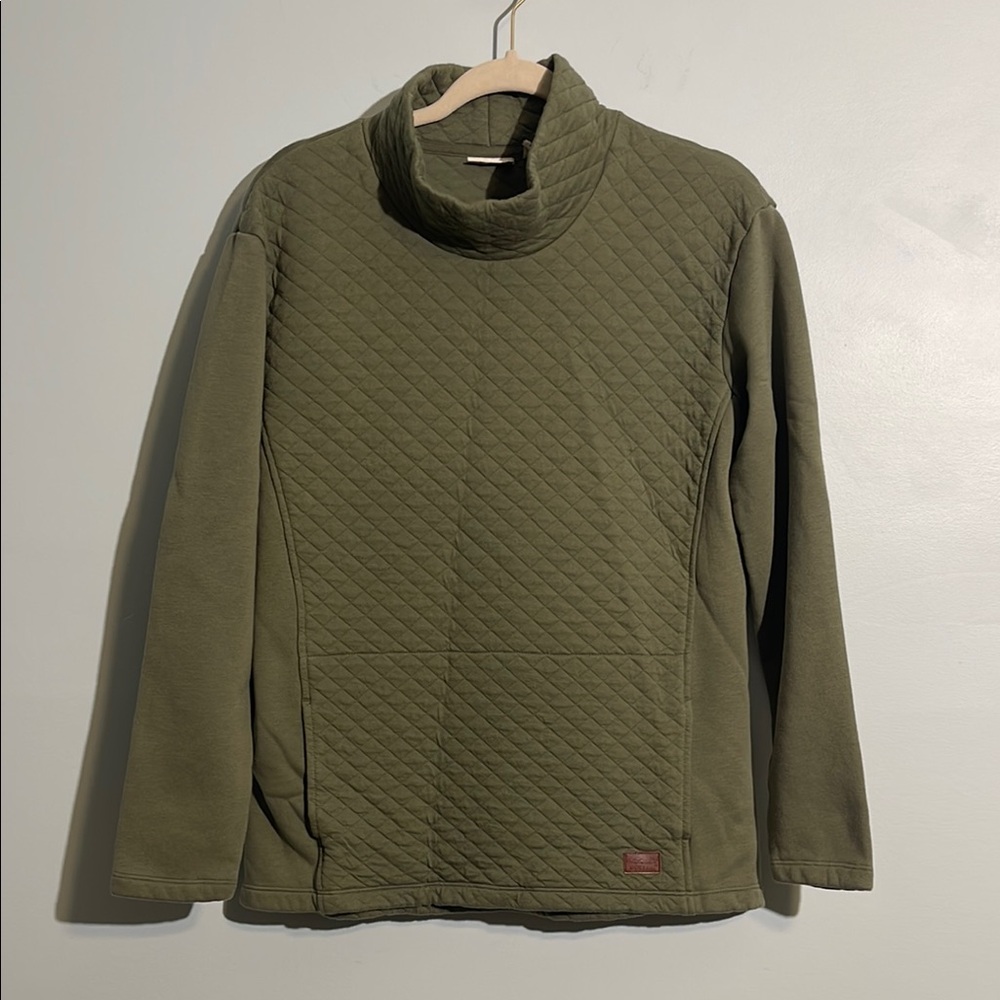 L.L. Bean Quilted Green Pullover Sweatshirt Funnelneck Women’s Medium 507995